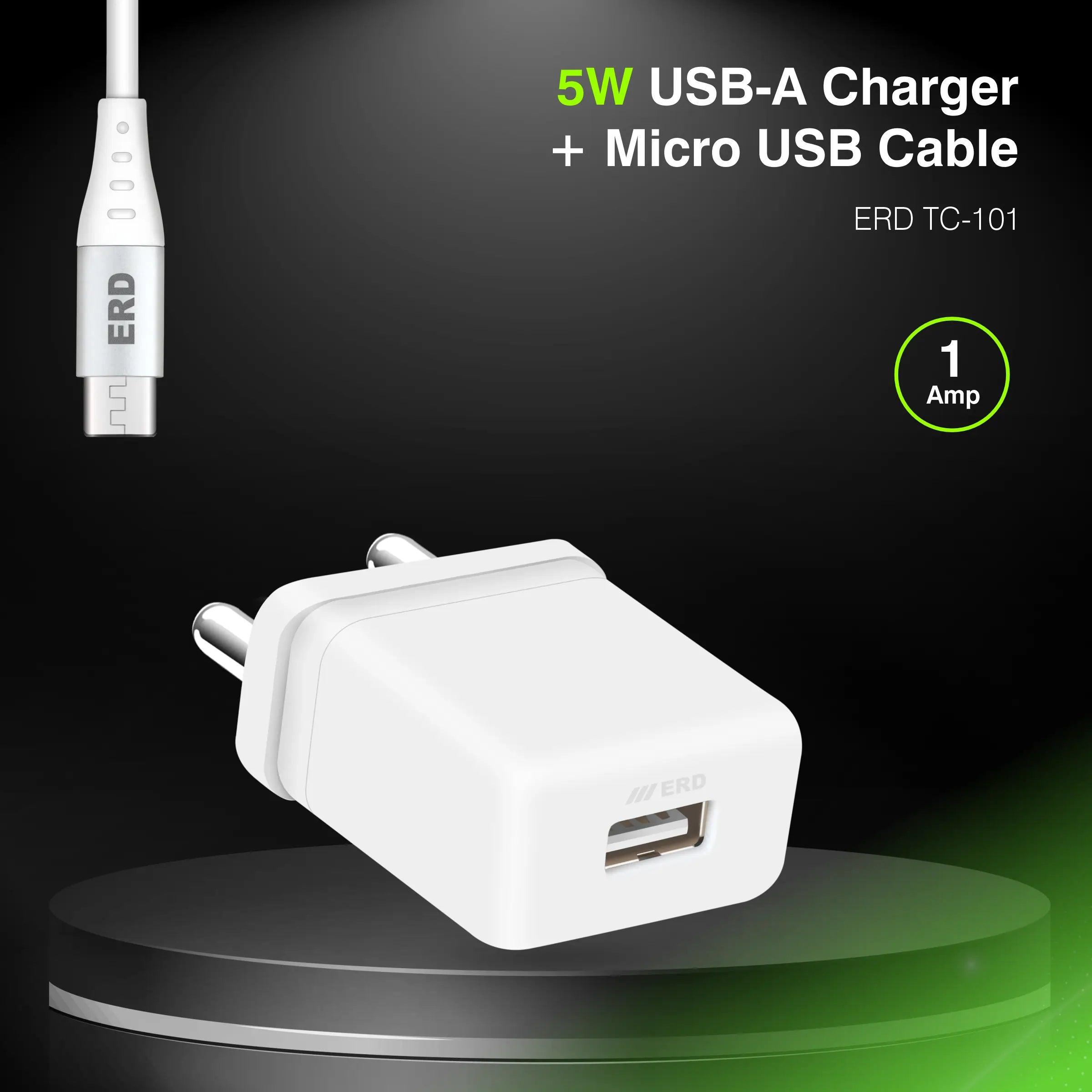 ERD TC-101 USB A Charger With Micro USB Cable 5V/1Amp (5W)